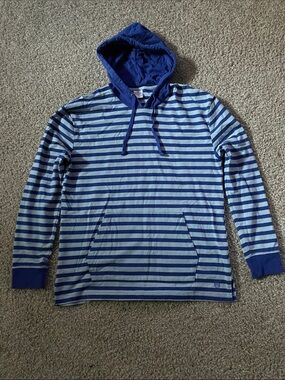 Zine Blue Striped Hooded Long-Sleeve Shirt
